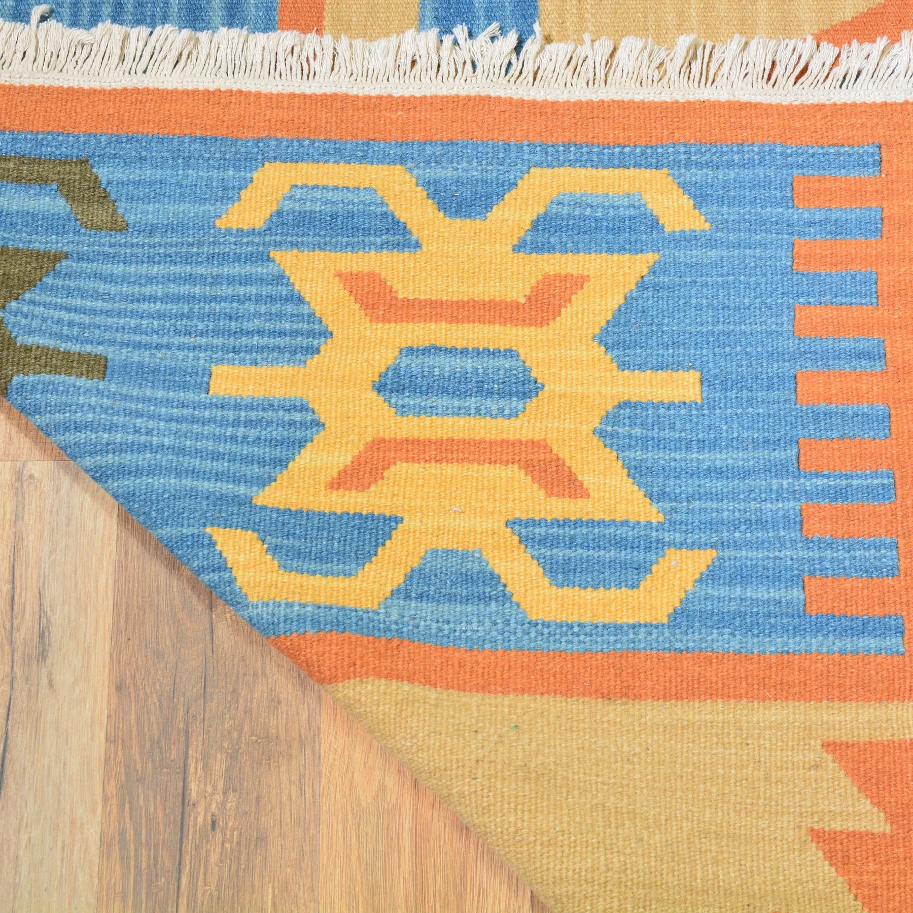 Hand Woven Fine Kilim Reversible Wool Handmade Rug (Size 10.4 X 14.1) Cwral-588