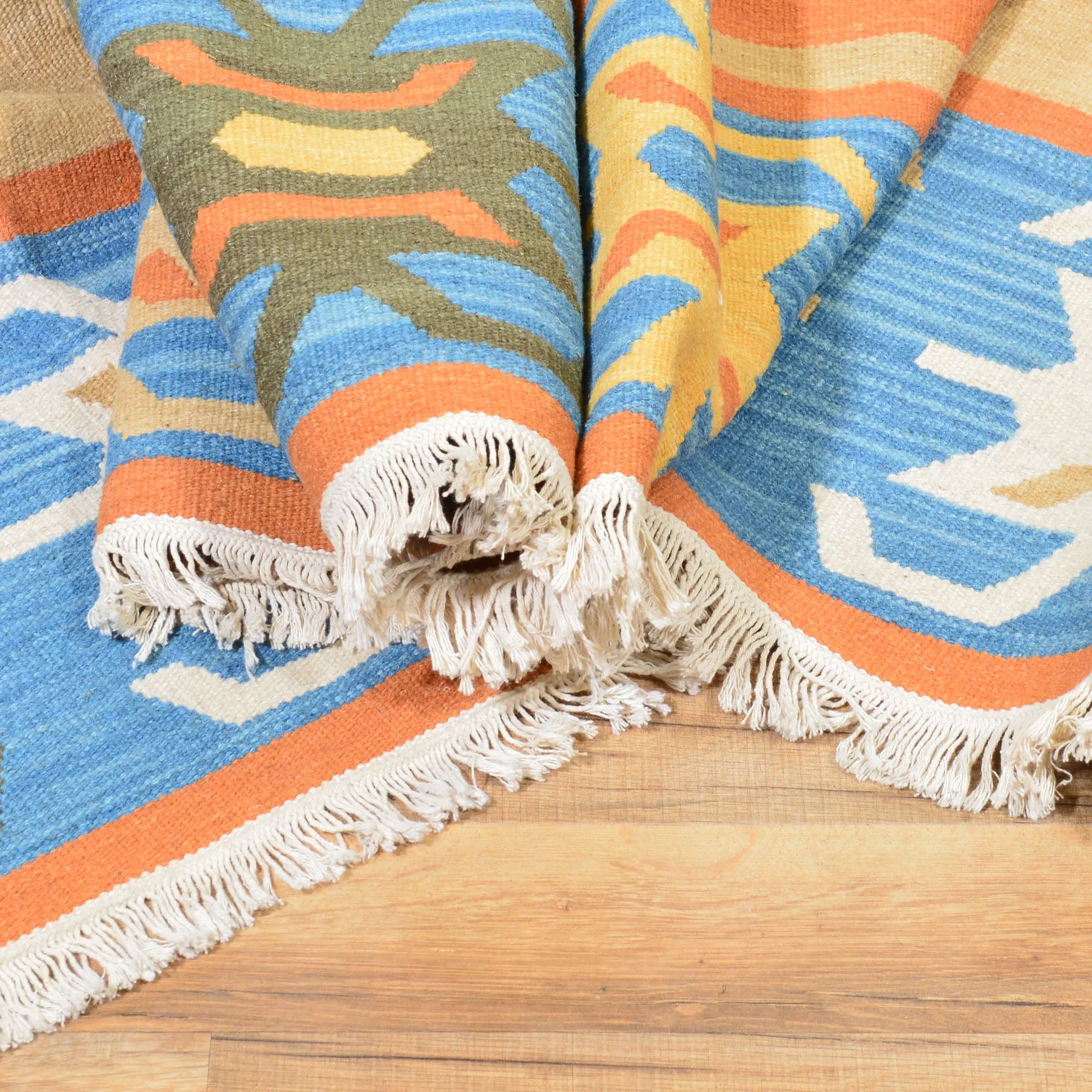 Hand Woven Fine Kilim Reversible Wool Handmade Rug (Size 10.4 X 14.1) Cwral-588