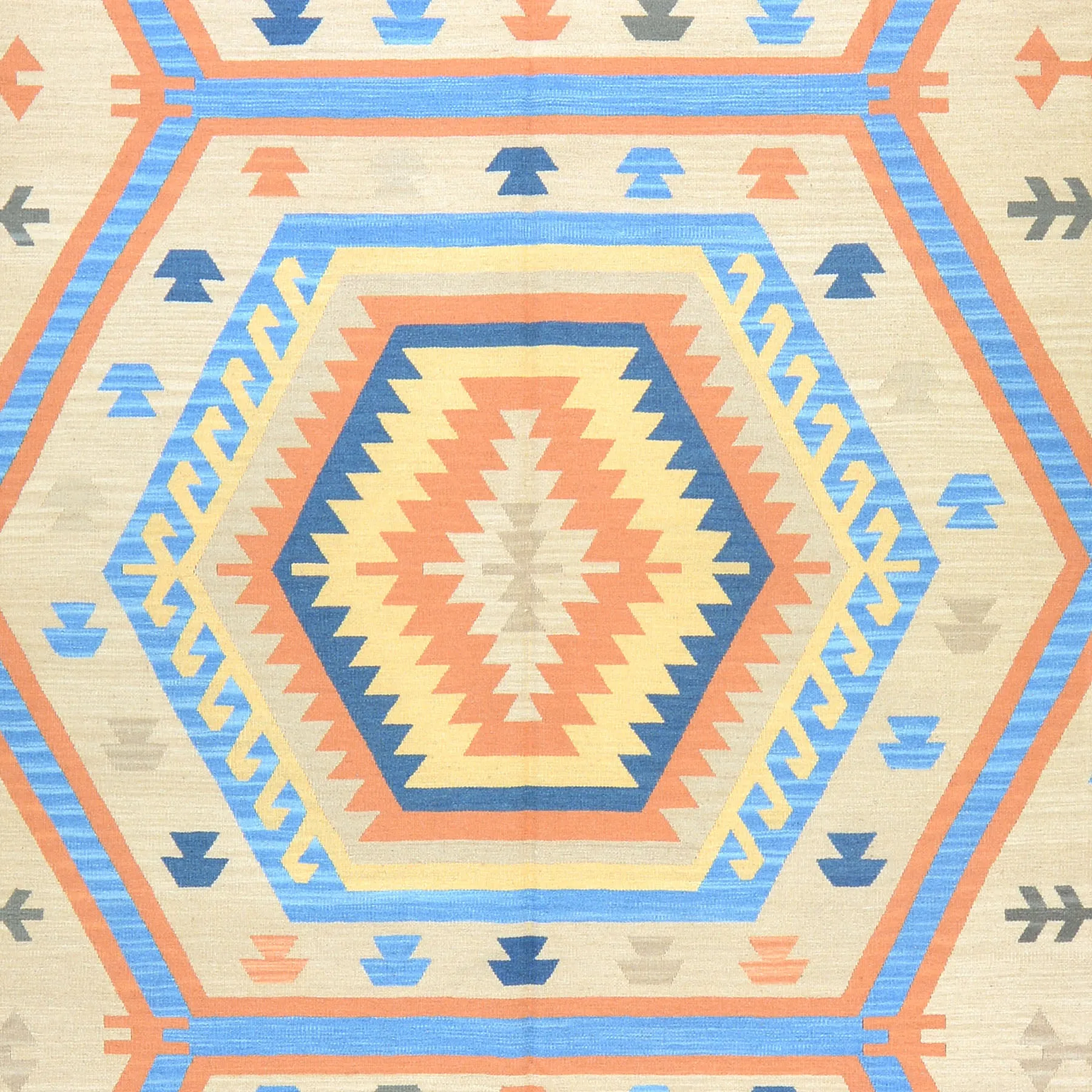 Hand Woven Fine Kilim Reversible Wool Handmade Rug (Size 10.4 X 14.1) Cwral-588