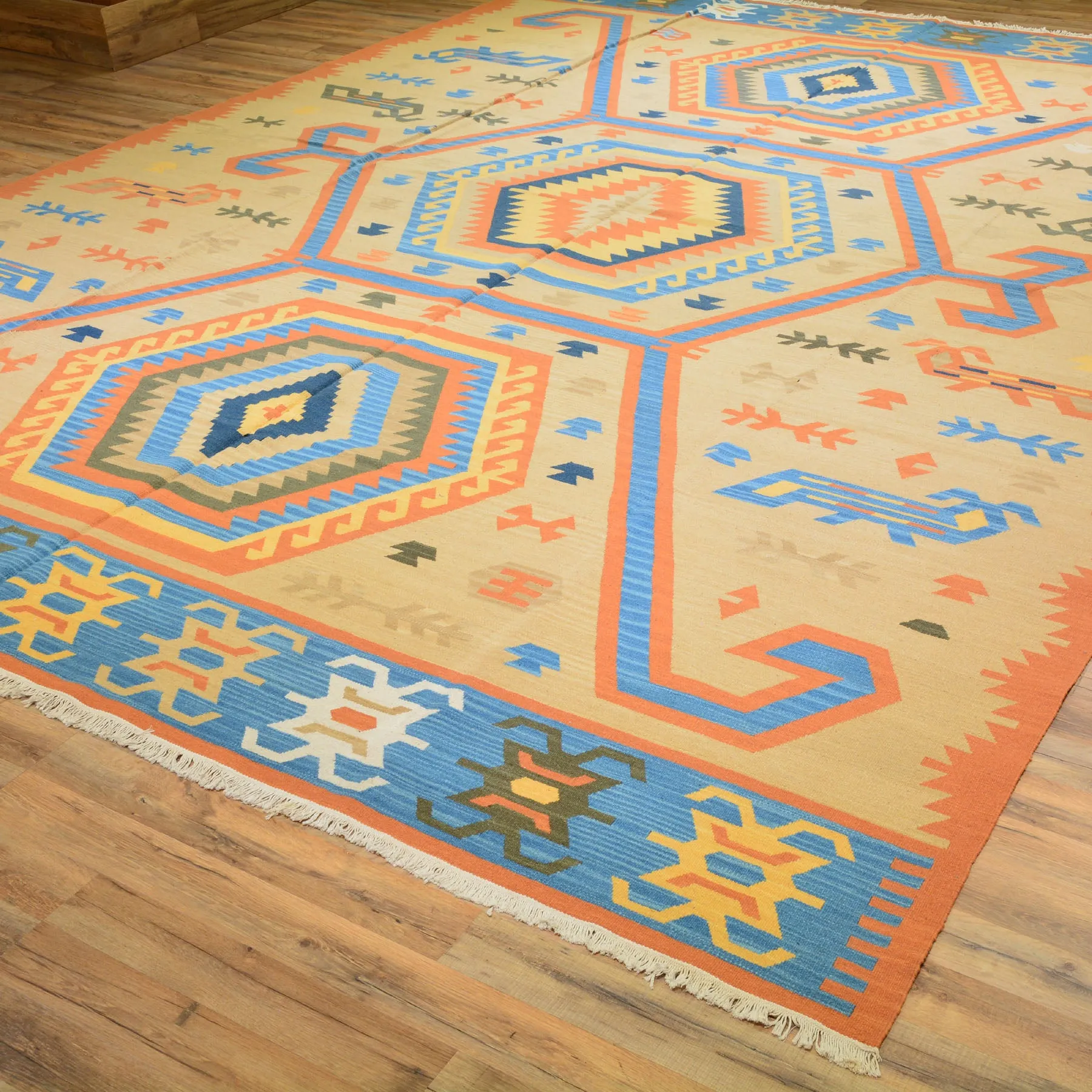 Hand Woven Fine Kilim Reversible Wool Handmade Rug (Size 10.4 X 14.1) Cwral-588