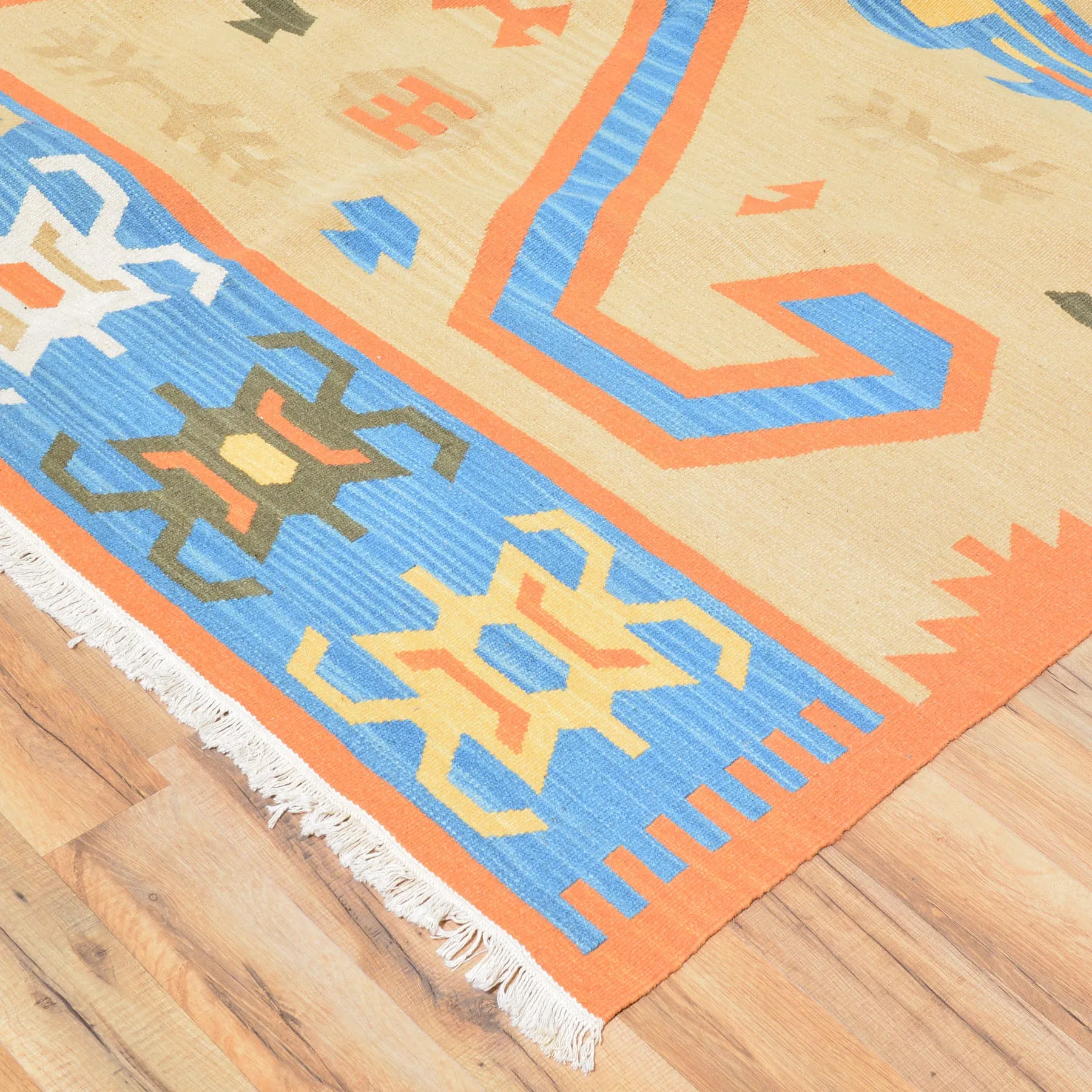 Hand Woven Fine Kilim Reversible Wool Handmade Rug (Size 10.4 X 14.1) Cwral-588