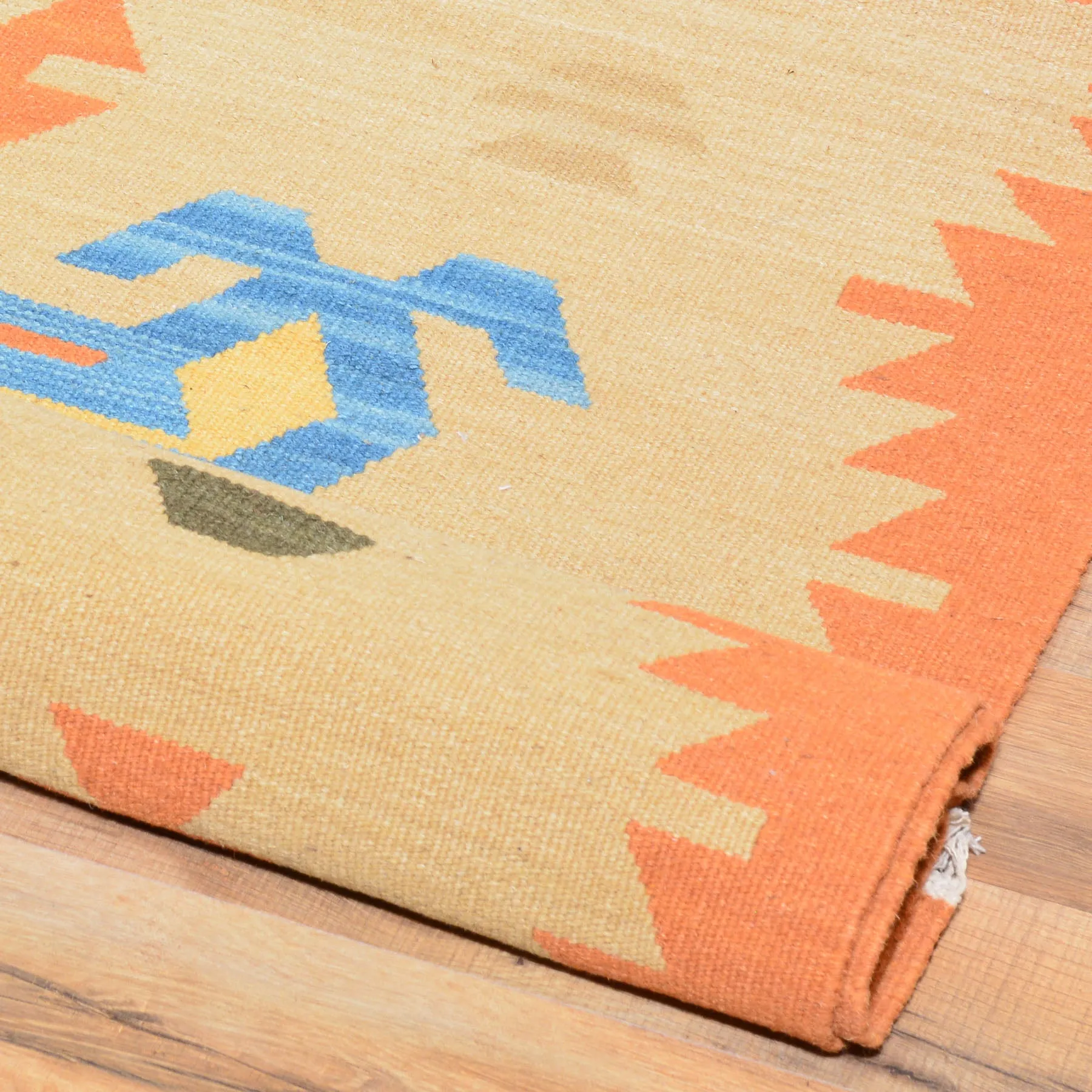Hand Woven Fine Kilim Reversible Wool Handmade Rug (Size 10.4 X 14.1) Cwral-588