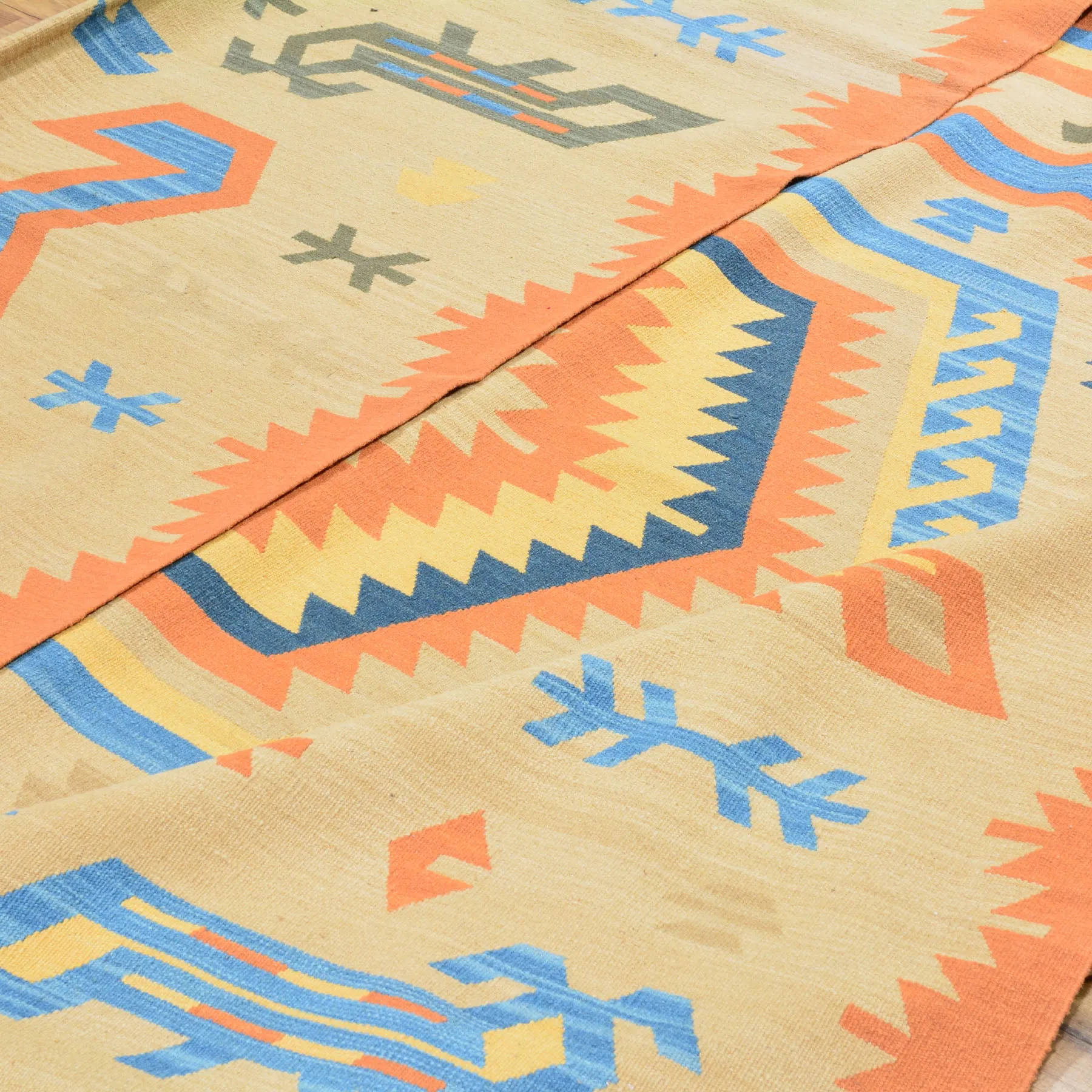 Hand Woven Fine Kilim Reversible Wool Handmade Rug (Size 10.4 X 14.1) Cwral-588