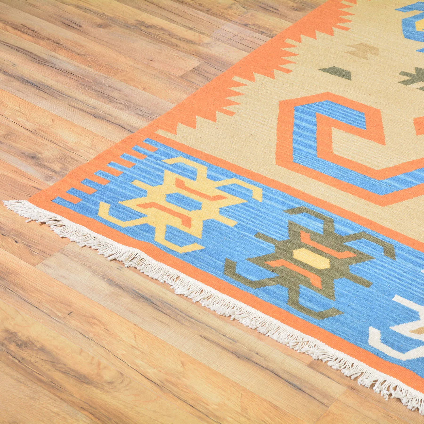 Hand Woven Fine Kilim Reversible Wool Handmade Rug (Size 10.4 X 14.1) Cwral-588
