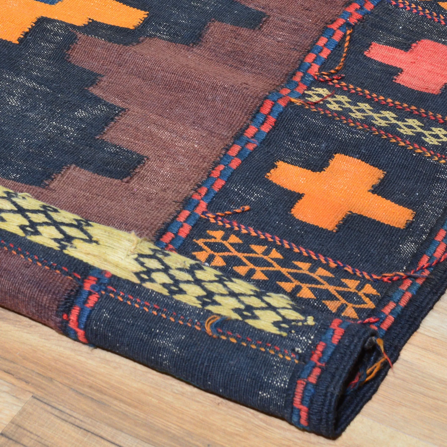 Hand-Woven Flat-weave Tribal Kilim Wool Rug (Size 3.11 X 4.2) Cwral-7713