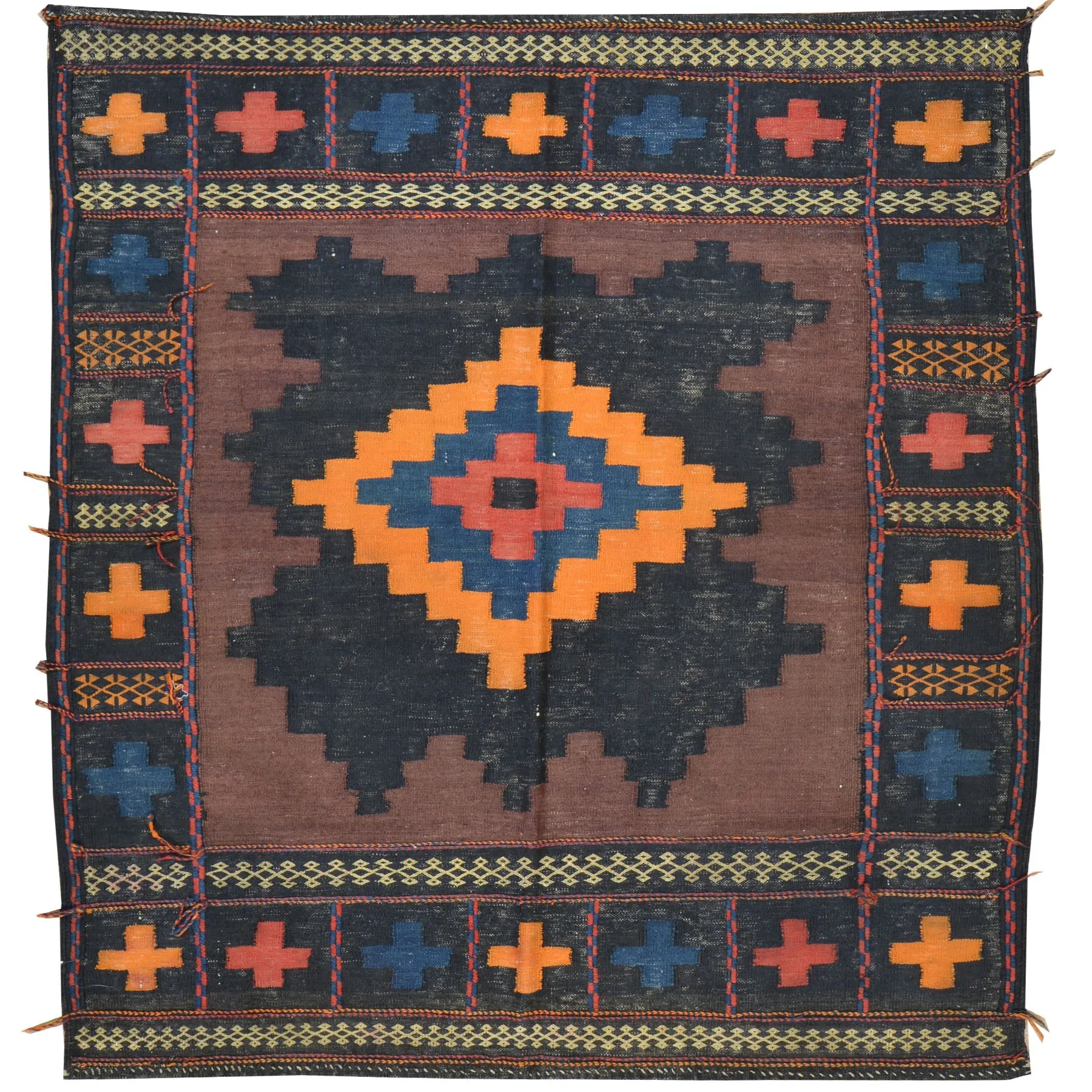 Hand-Woven Flat-weave Tribal Kilim Wool Rug (Size 3.11 X 4.2) Cwral-7713