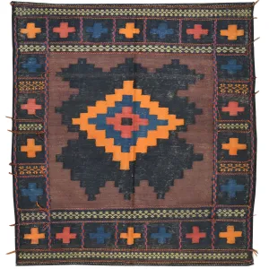 Hand-Woven Flat-weave Tribal Kilim Wool Rug (Size 3.11 X 4.2) Cwral-7713