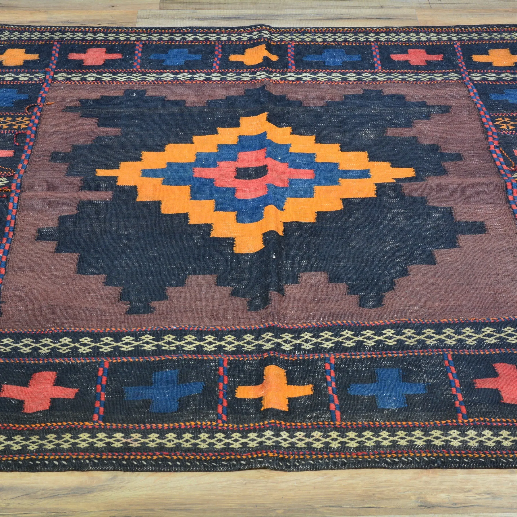 Hand-Woven Flat-weave Tribal Kilim Wool Rug (Size 3.11 X 4.2) Cwral-7713