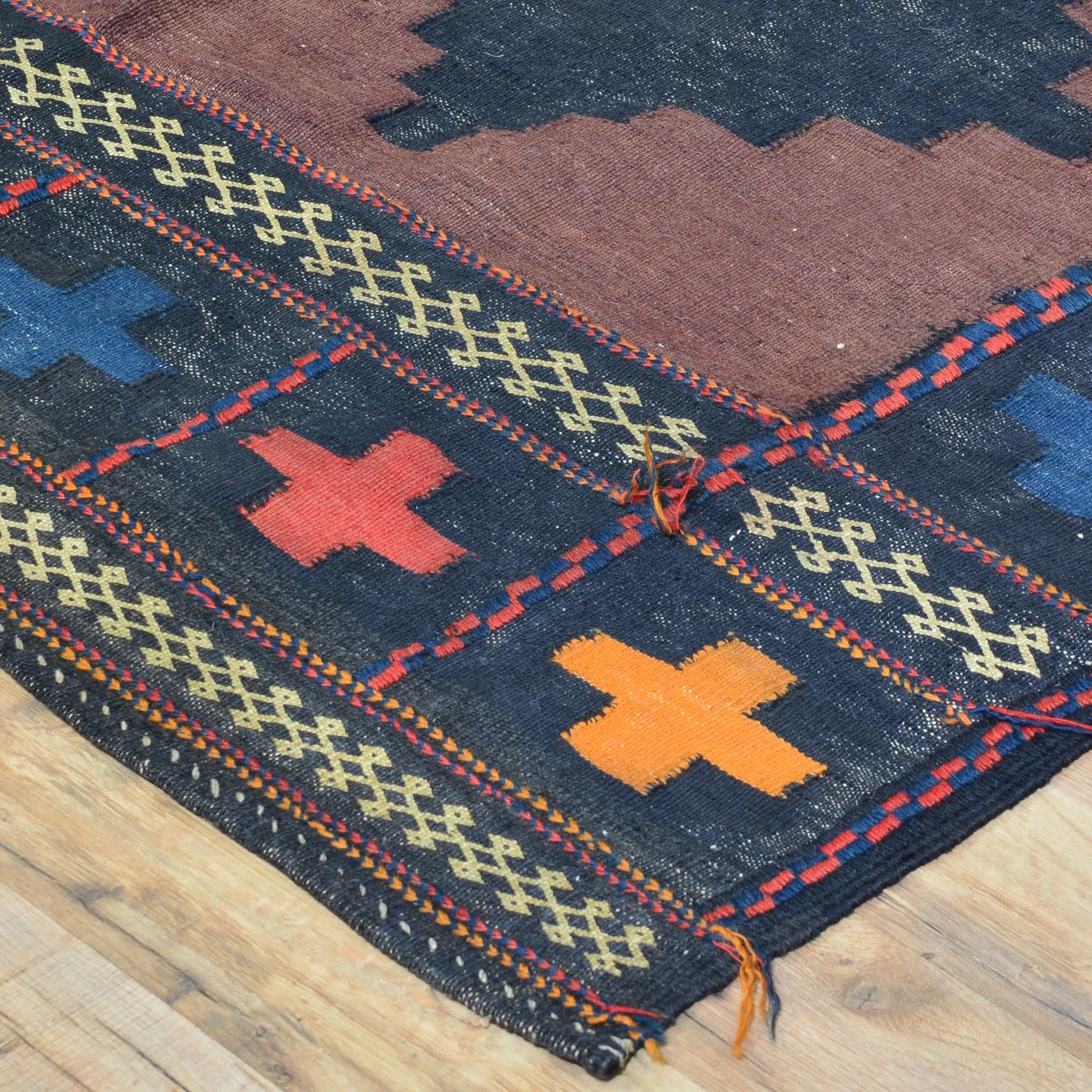 Hand-Woven Flat-weave Tribal Kilim Wool Rug (Size 3.11 X 4.2) Cwral-7713