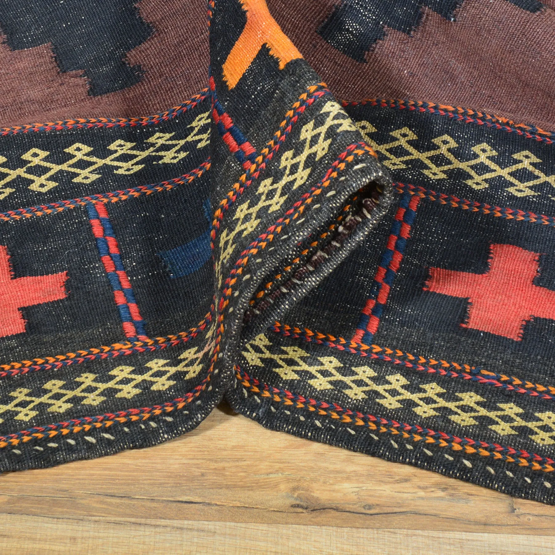 Hand-Woven Flat-weave Tribal Kilim Wool Rug (Size 3.11 X 4.2) Cwral-7713