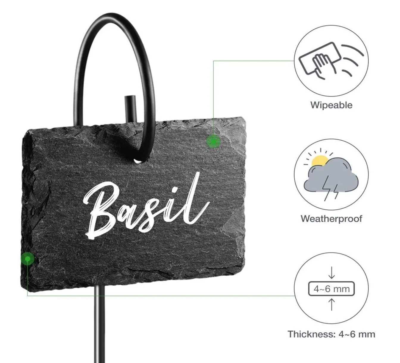 Homlly Slate Plant Labels Markers with Stainless Steel Stakes and Chalk Pencils (10pcs)