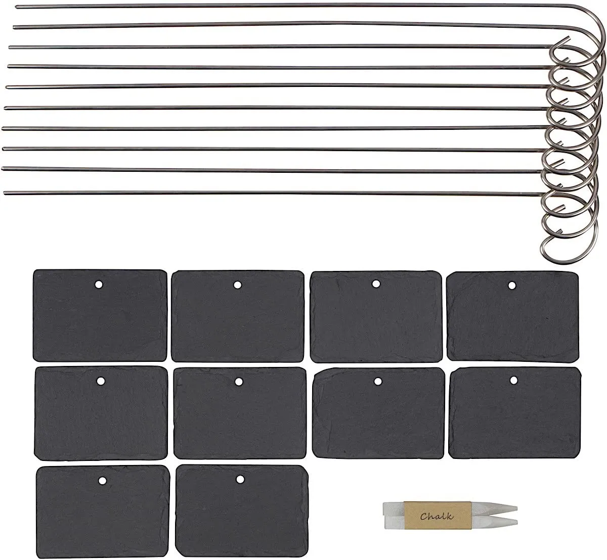 Homlly Slate Plant Labels Markers with Stainless Steel Stakes and Chalk Pencils (10pcs)