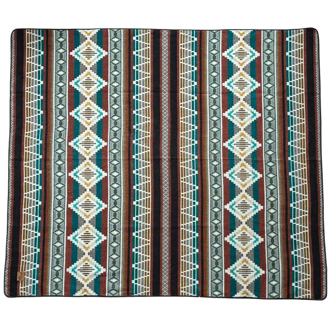 Imbabura Reversible Blanket  //  Turquoise/Rust/Mustard