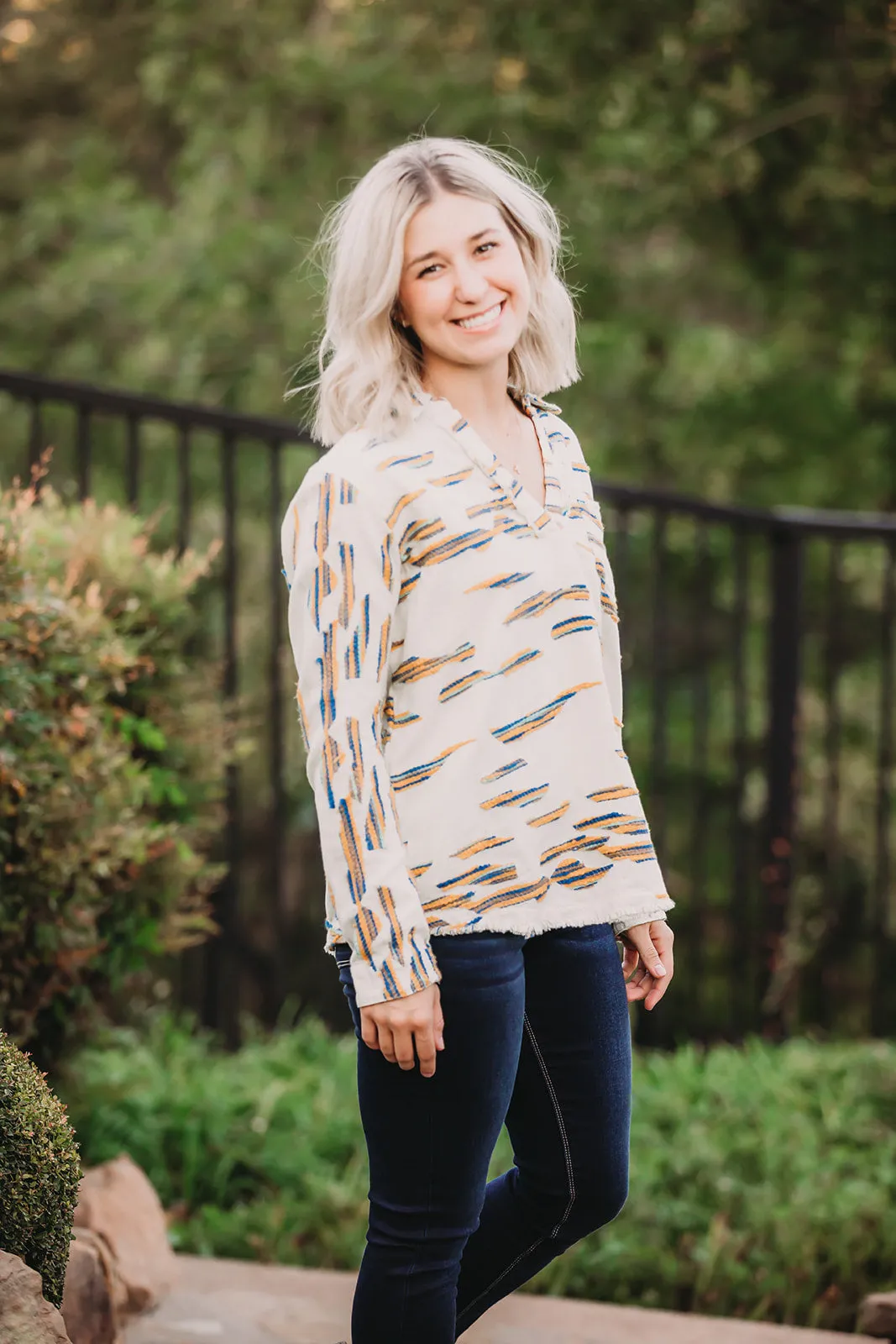 Ivy Jane Textured Woven Popover Top
