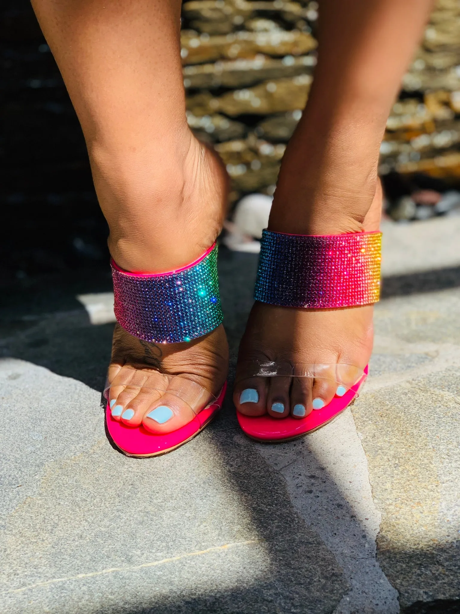 Jazzy Rainbow Mules - Pink