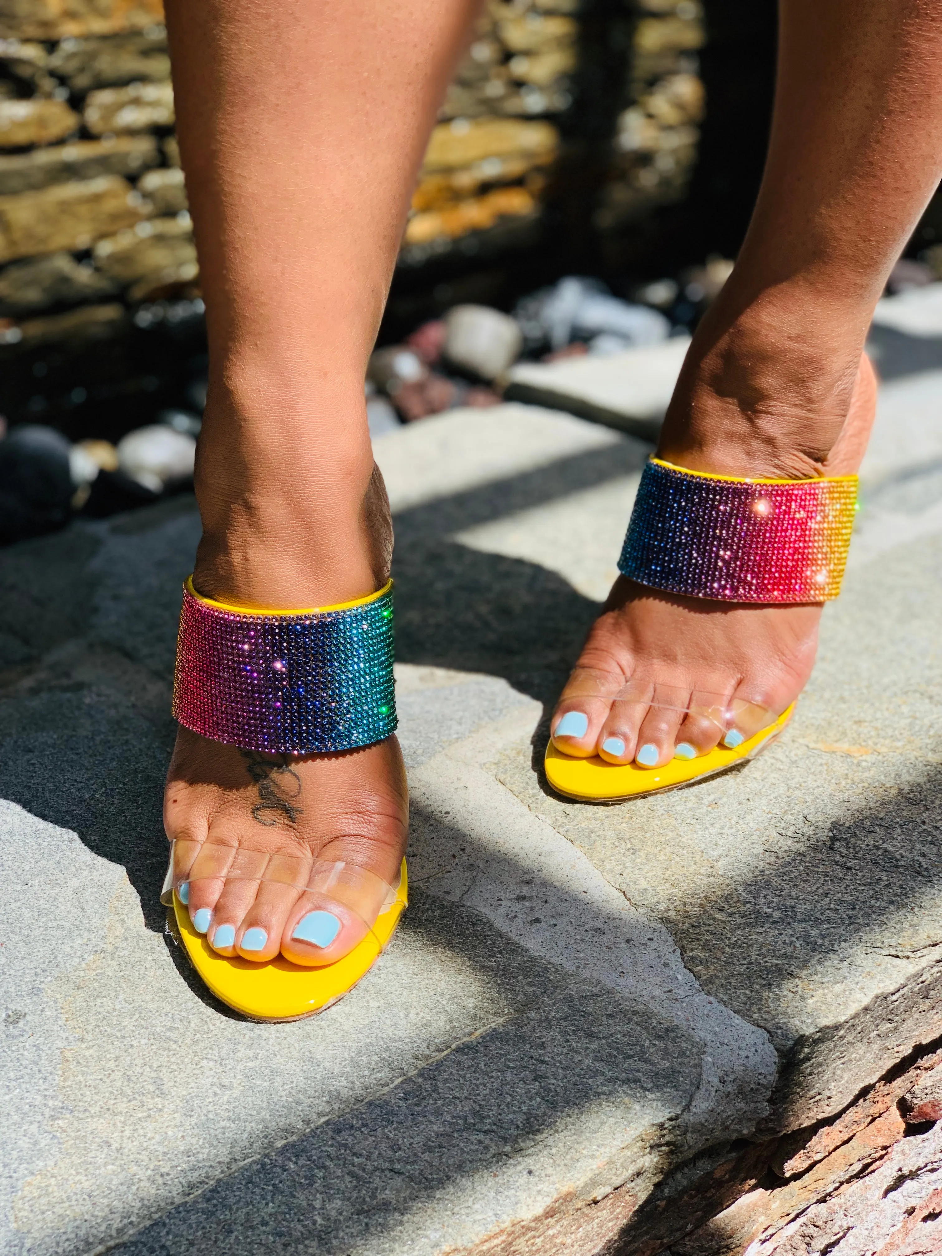Jazzy Rainbow Mules - Yellow