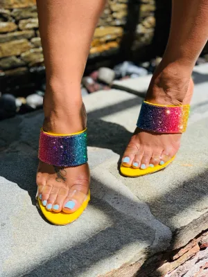 Jazzy Rainbow Mules - Yellow