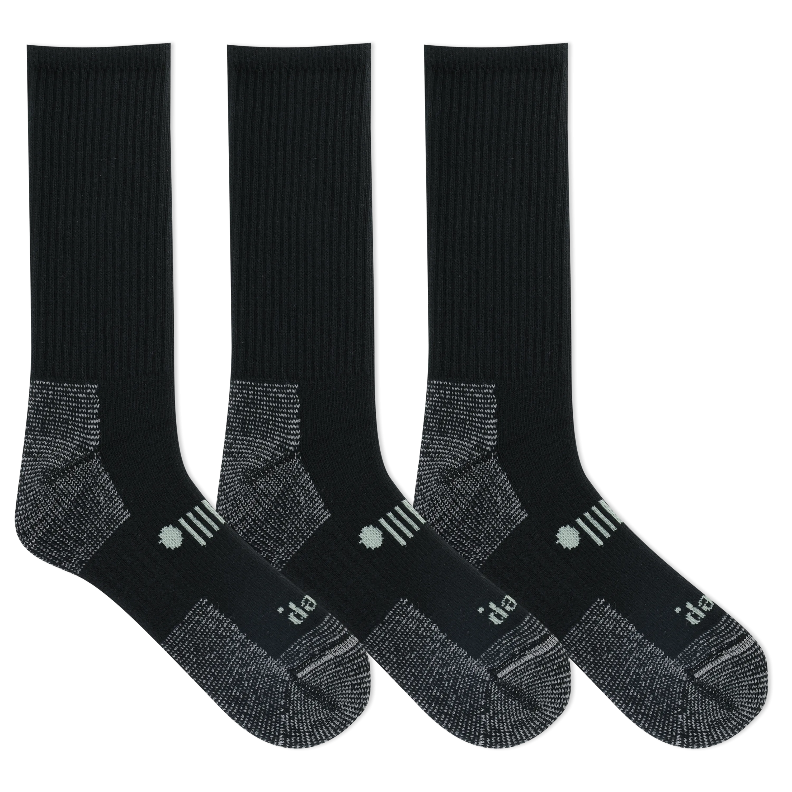 Jeep® Men's Classic Cotton Crew Socks 3 Pair Pack Made in USA - Moisture Wicking, Cushioned Comfort