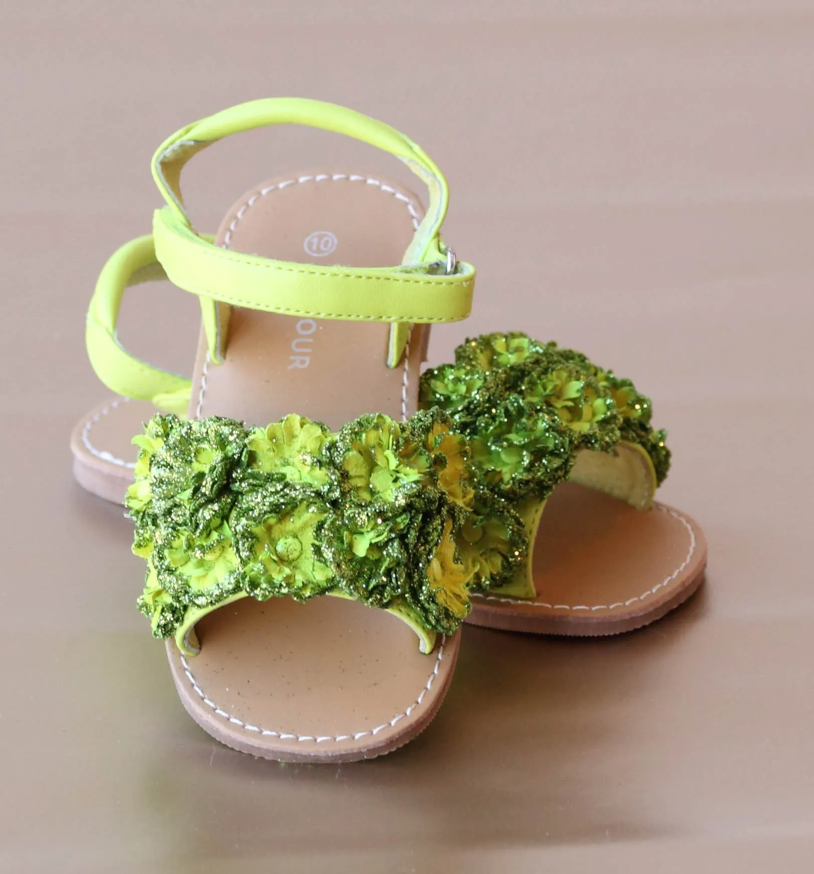 L'Amour Girls Rosette Applique Sandal