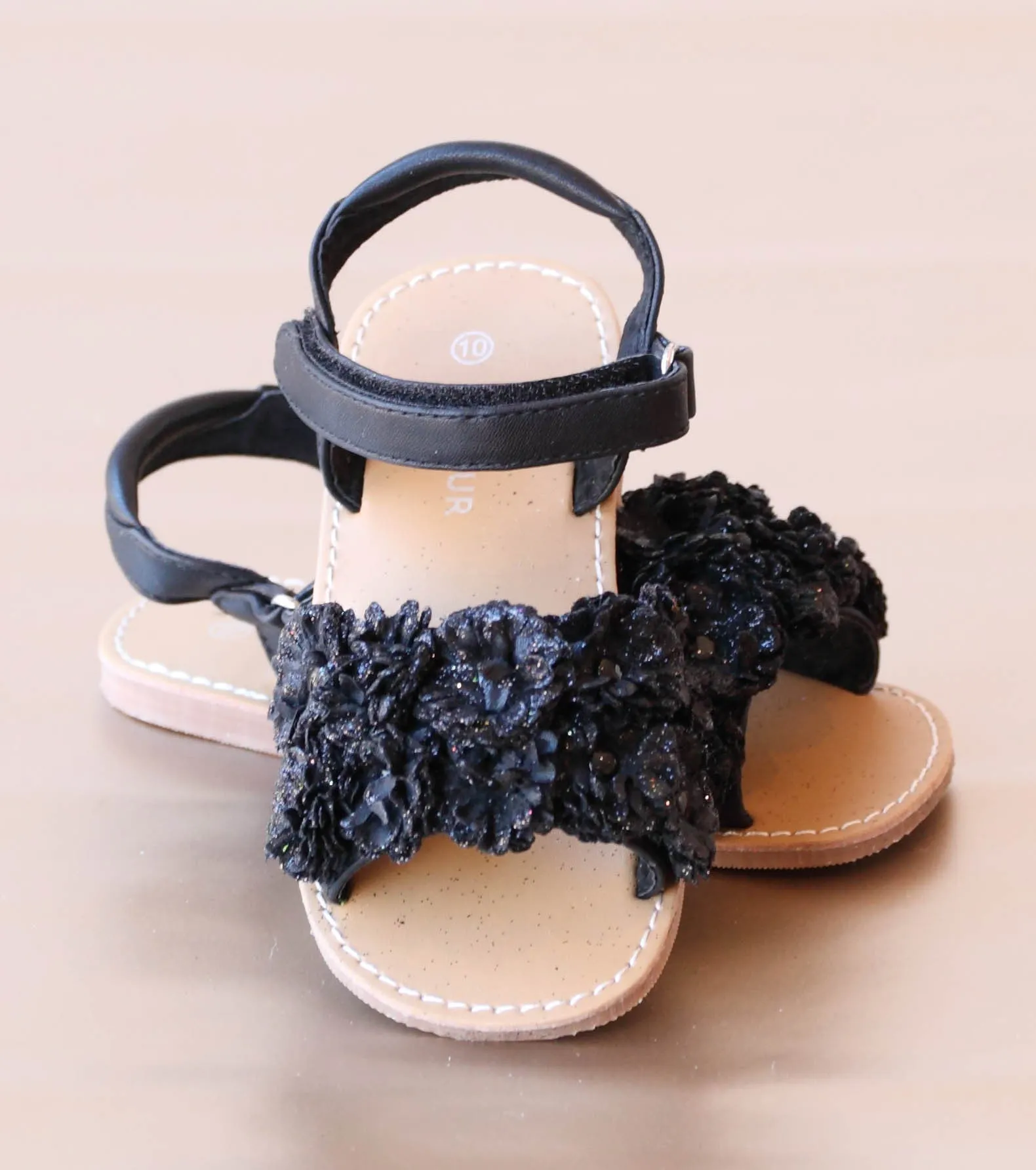 L'Amour Girls Rosette Applique Sandal