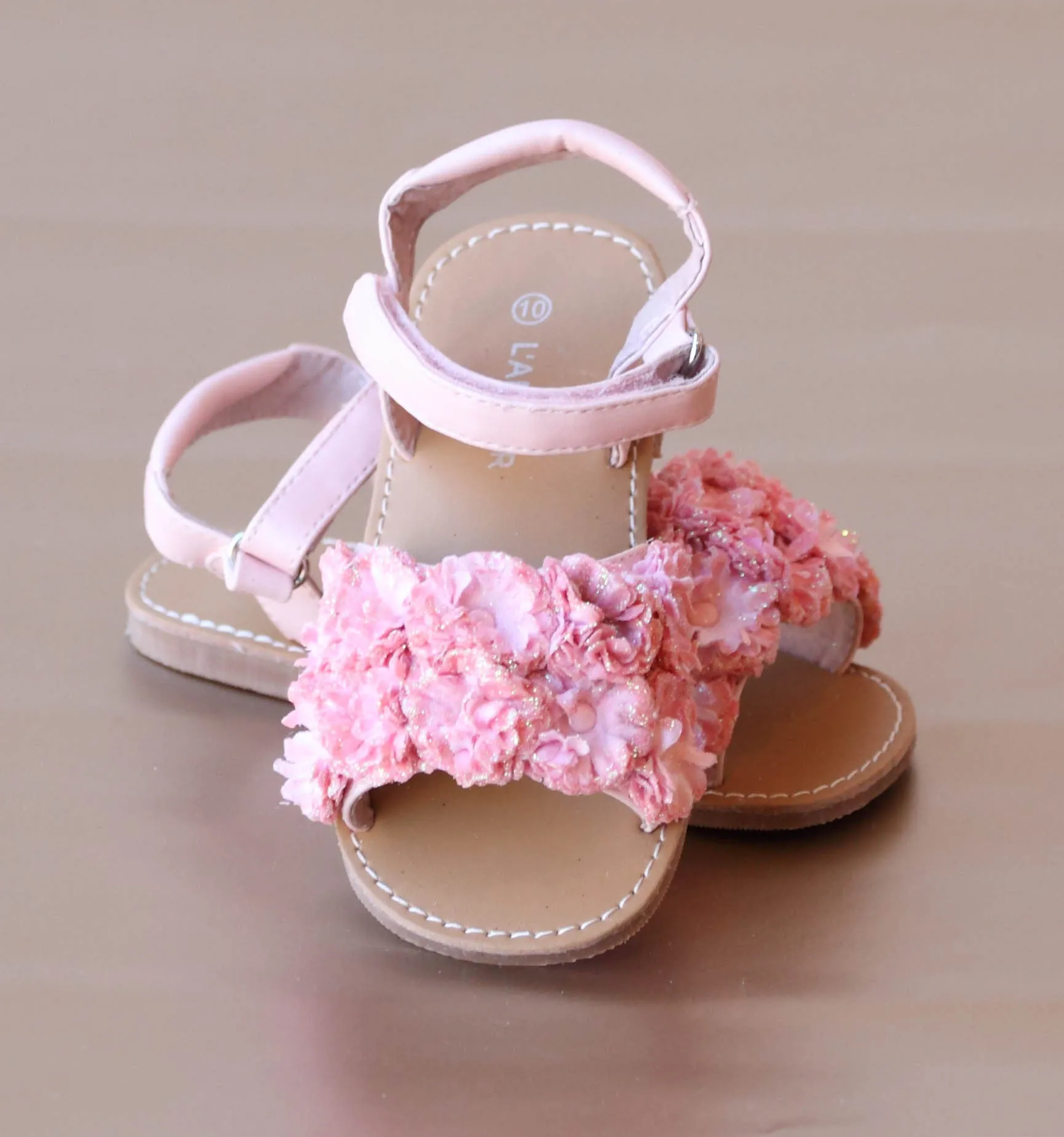 L'Amour Girls Rosette Applique Sandal