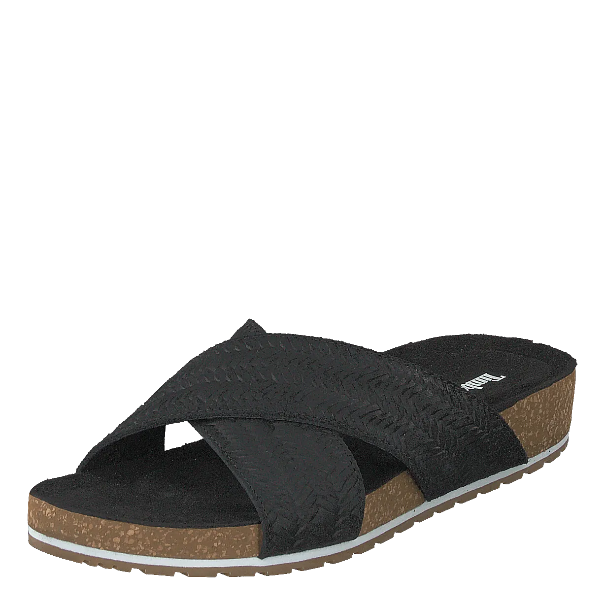 Malibu Waves Cross Slide Black Embossed Suede