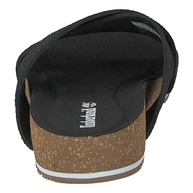 Malibu Waves Cross Slide Black Embossed Suede