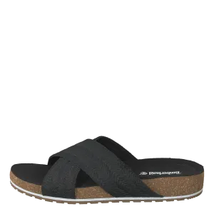 Malibu Waves Cross Slide Black Embossed Suede