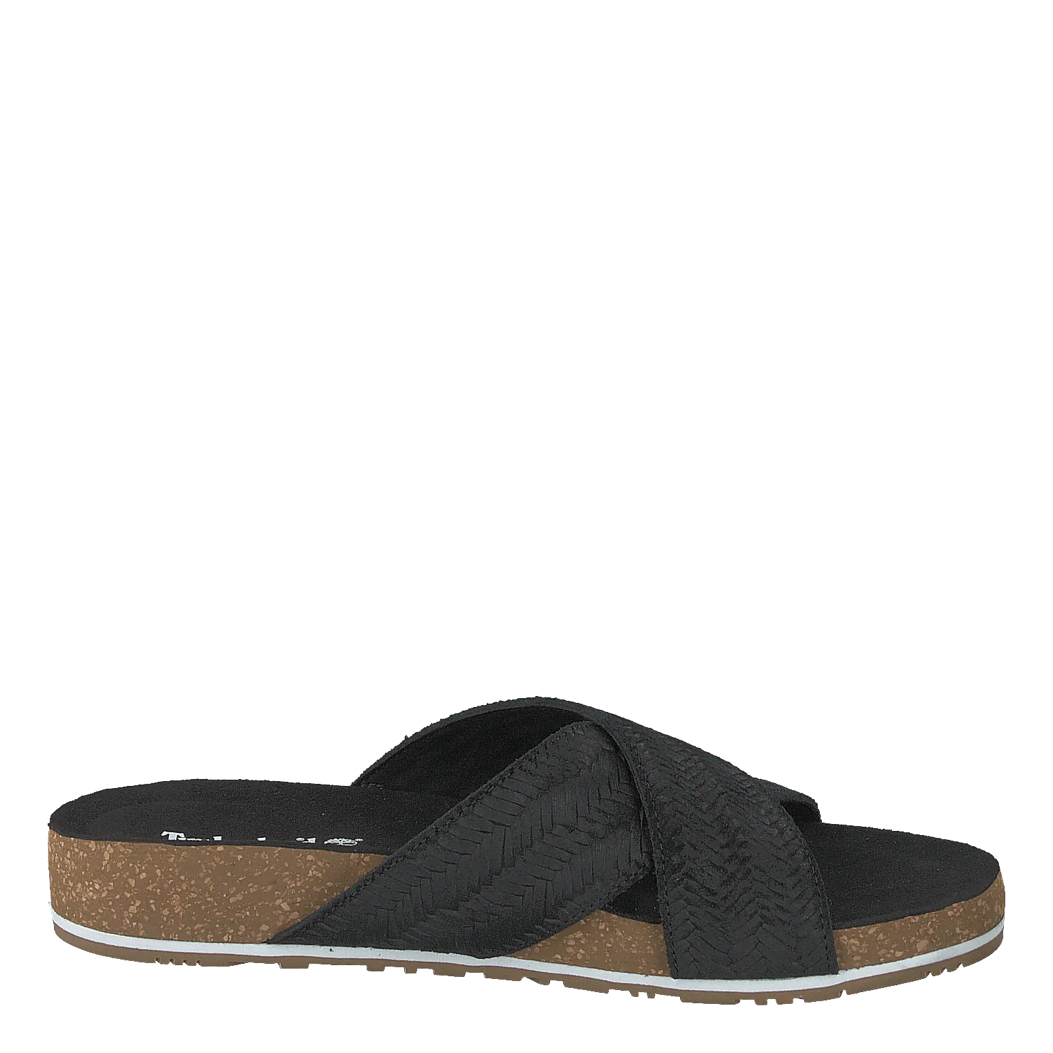Malibu Waves Cross Slide Black Embossed Suede