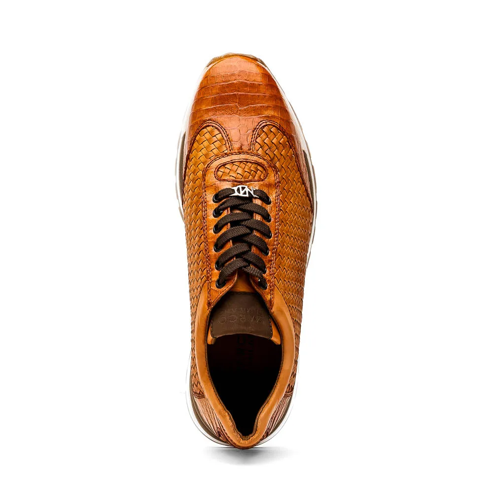 Marco Di Milano Roma Brandy Woven Calfskin & Crocodile Sneakers