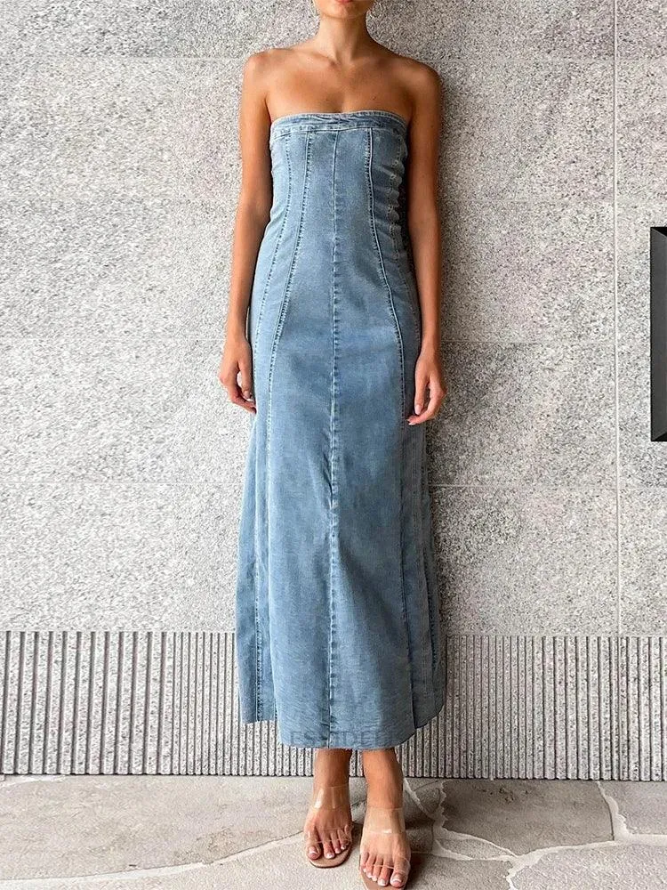 Margot Side Slit Denim Bodycon Dress