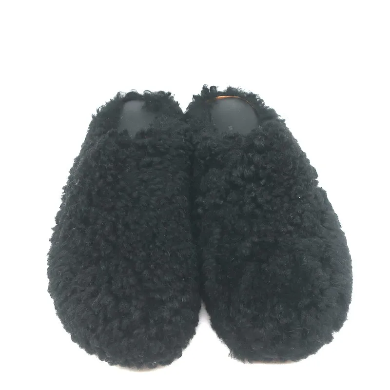 Marni Fussbet Sabot Shearling Mules Black Size 41
