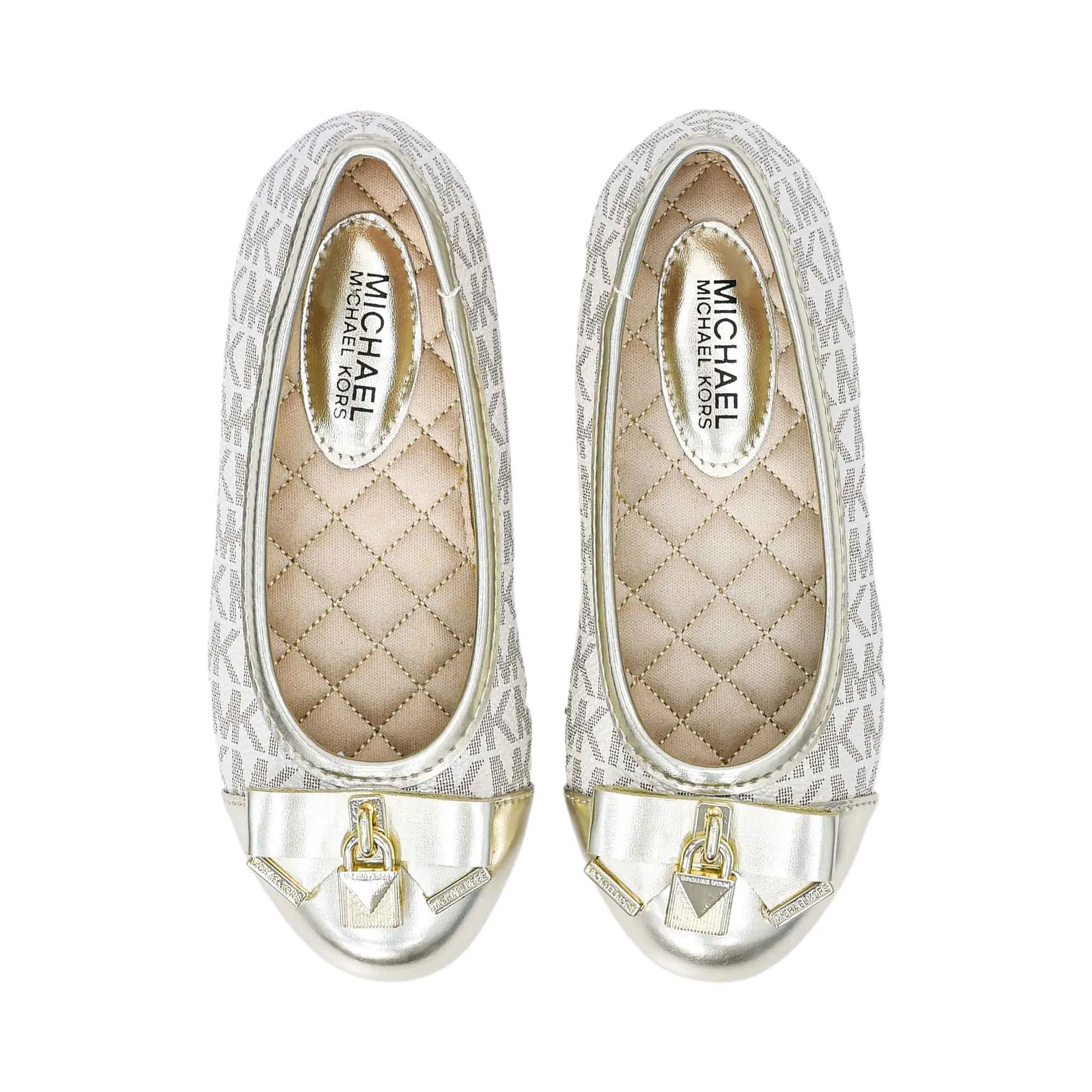 Michael Kors Kids  Girls Kenya Lock Logo Monogram Ballerinas