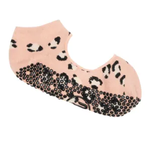 MoveActive Slide On Non Slip Grip Sock - Peach Cheetah