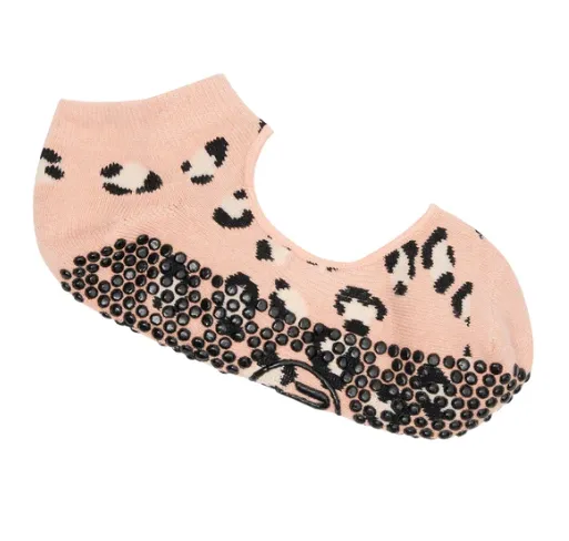 MoveActive Slide On Non Slip Grip Sock - Peach Cheetah