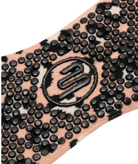 MoveActive Slide On Non Slip Grip Sock - Peach Cheetah