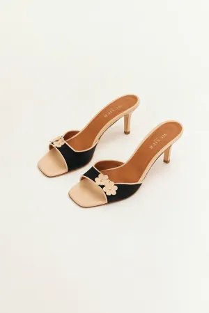 mules en satin canaries