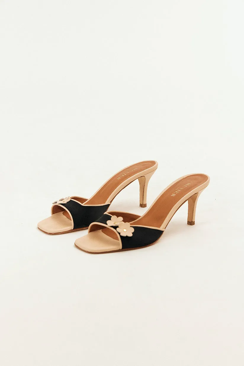 mules en satin canaries