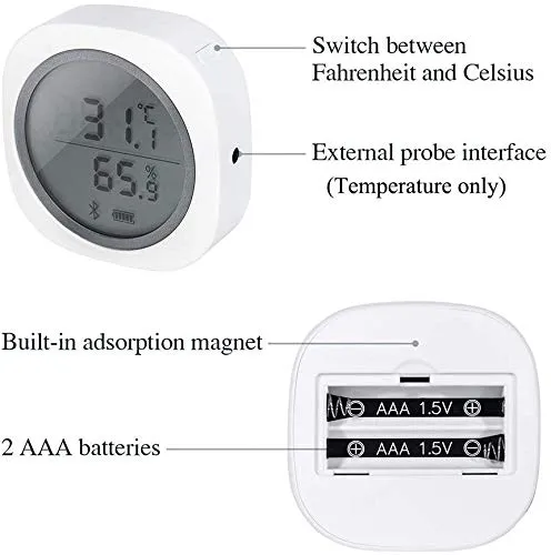 New Inkbird IBS-TH1 Plus Wireless Bluetooth Thermometer Hygrometer Temperature and Humidity Indoor Outdoor Monitor with LED Screen Smart Sensor App for Homebrewing Greenhouse Cigar Mushroom Guitar Cigar
