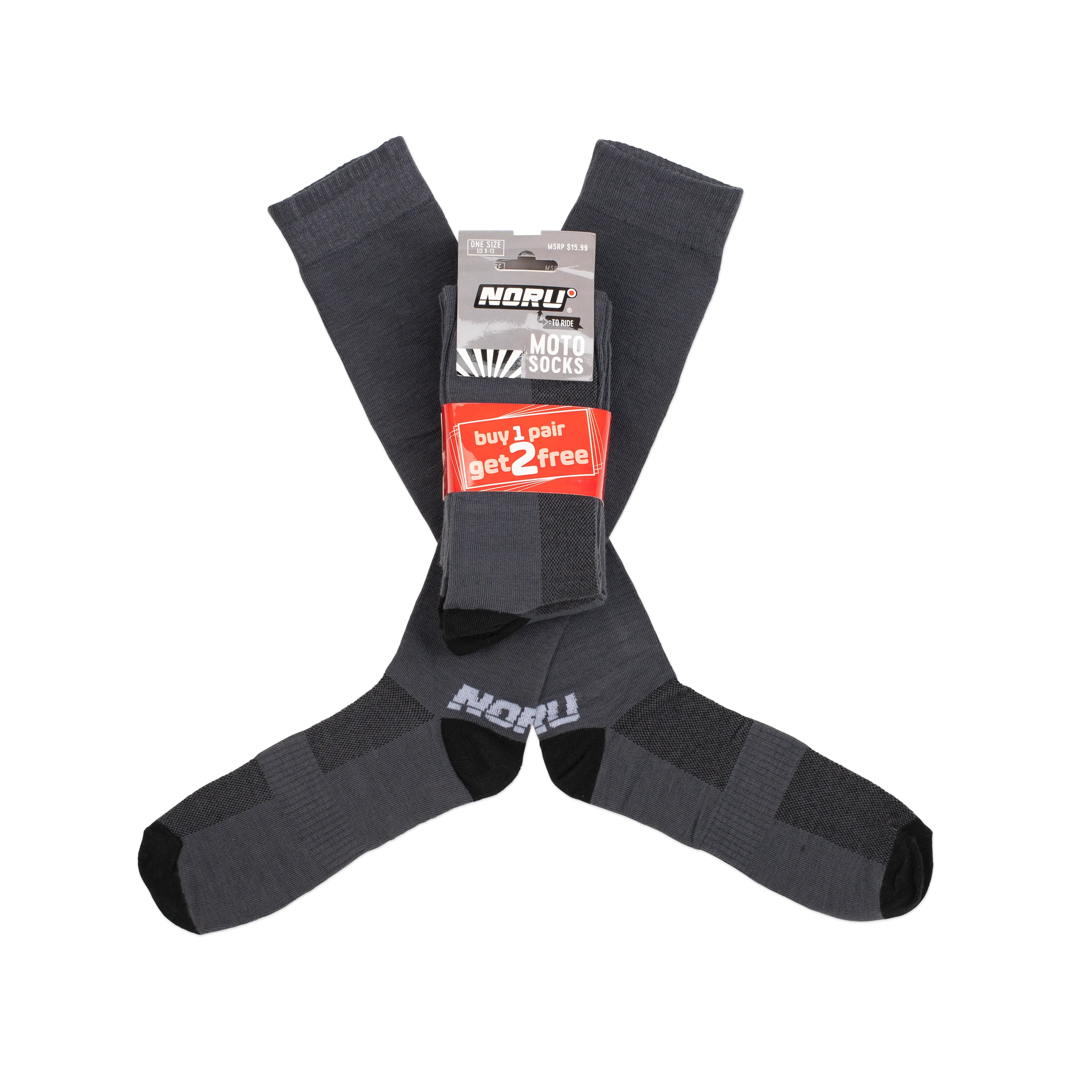 Noru Moto Socks Multipack ~ 7201-2310-00; Black/Grey, Size 3PK (BG1S)
