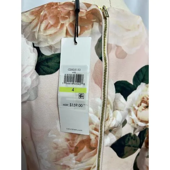 NWT! Calvin Klein Women's Floral-Print Bell-Sleeve Sheath Dress 4