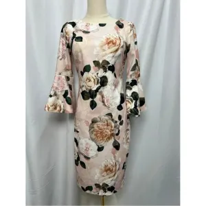 NWT! Calvin Klein Women's Floral-Print Bell-Sleeve Sheath Dress 4