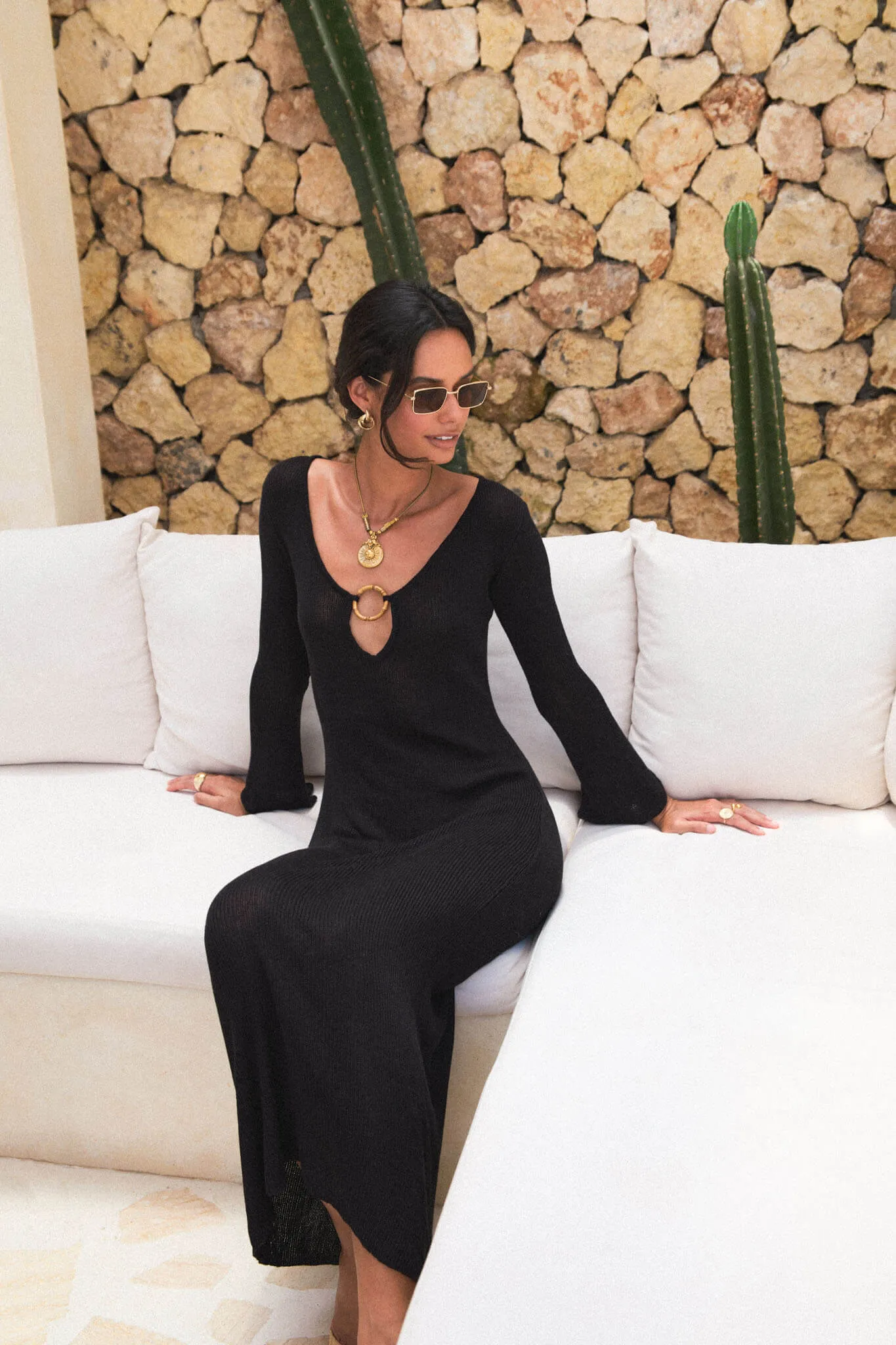 Odin Knit Long Dress Black