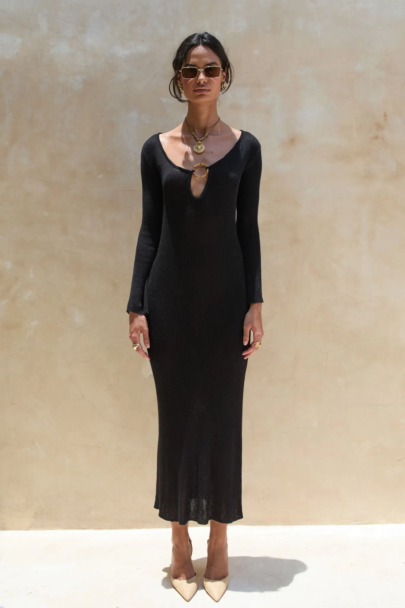 Odin Knit Long Dress Black