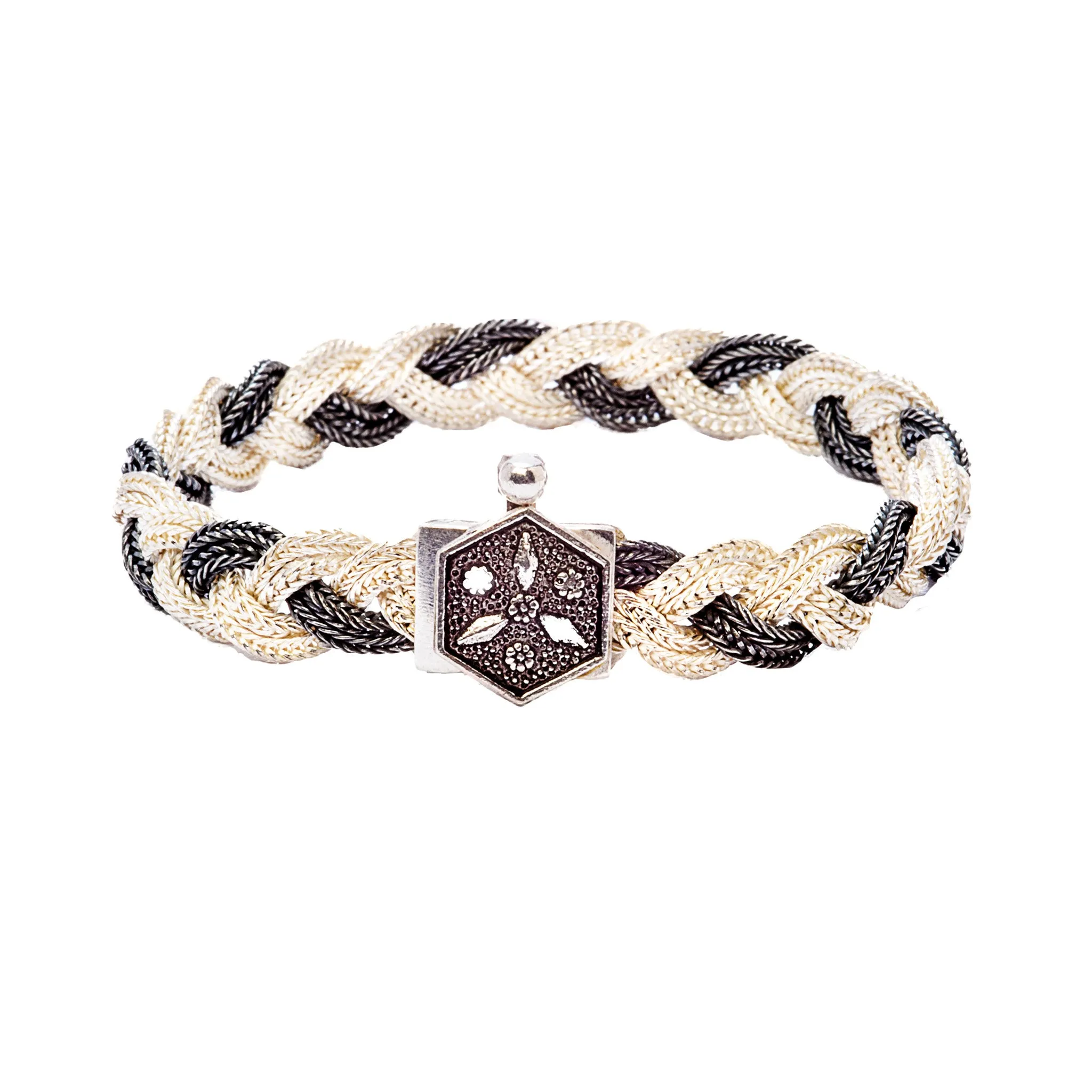 Oxidized Woven Chain Sterling Silver Bracelet