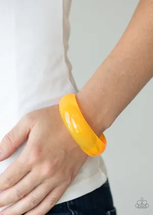 Paparazzi Major Material Girl - Orange Acrylic Bangle Bracelet