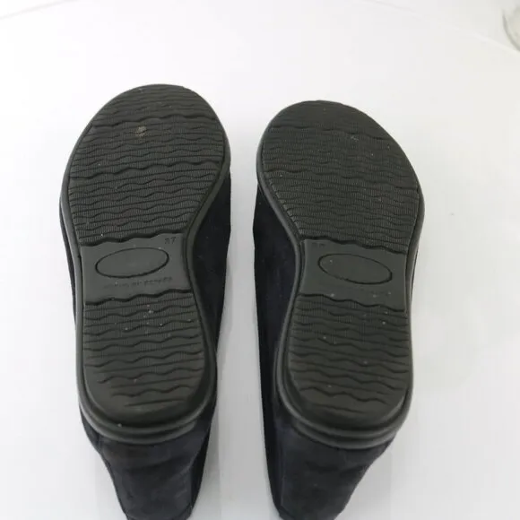 Patricia Green Womens Boston Ballet Flat Size 37 7 Navy Blue Suede Bit Shoe
