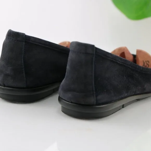 Patricia Green Womens Boston Ballet Flat Size 37 7 Navy Blue Suede Bit Shoe