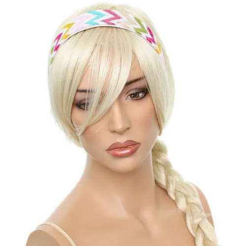 Pink Multicolor Woven Knit Chevron Headband