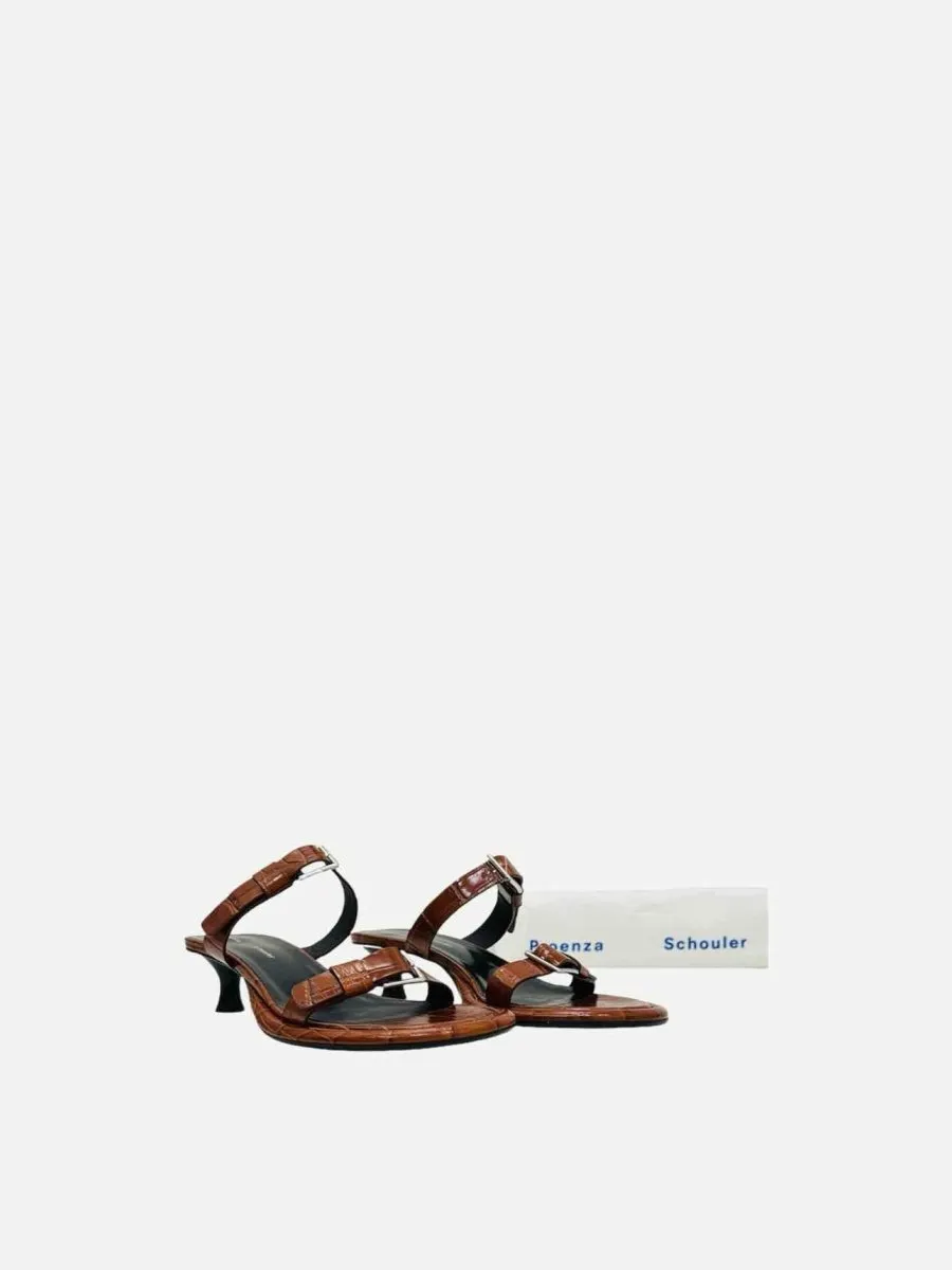 PROENZA SCHOULER Pipe Buckle Strappy Brown Mules 37